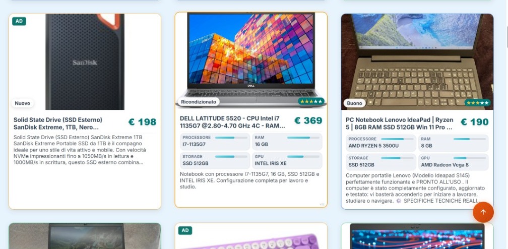 Esempio di banner AdGentle integrato in una griglia prodotti su AffareNotebook